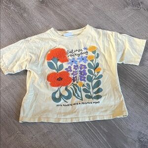 Zara Cream Tee with Colorful Floral Design